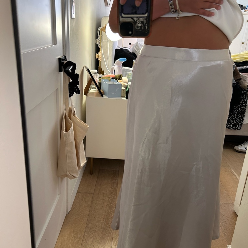 Pinkyotto Cream Maxi Slip Skirt with Slit